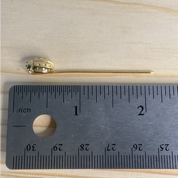 Monet Gold Ladybug Lapel Pin With Removable Clutch - Picture 5 of 5